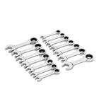 14 Pcs 12 Point Stubby Ratcheting Sae metric Combination Wrench Set Alloy Steel