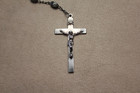 Vintage Sterling Silver Rosary Beads With 1-7 8  Tall Crucifix - 21 5 Grams