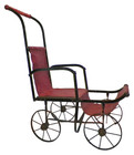 Childs Doll Carriage Buggy Black Metal Frame Red Cloth Antique Local Pickup Only