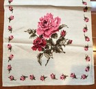 Vintage Mcm Kitchen Linen Tea Towel Lovely Bouquet Of Roses In Pretty Pinks 