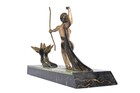 Art Deco Sculpture  Marble And Bronze From Uriano  France Of Diana The Huntress