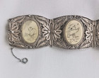 Vtg Sterling Silver Filigree Cannetille Panel Oriental Bracelet Bone Chinamen 