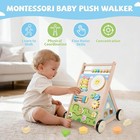 Wooden Baby Walker With Wheels  Montessori Baby Push Walker For Babies 6-12 M   