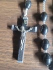 Vintage Black Oval Beads Prayer Religious Catholic Crucifix Rosary Italy