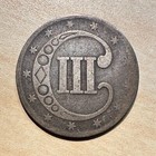 1853 Three Cent Silver 3cs Trime Type Coin Album Piece  2