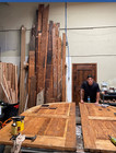 Rustic Alder  Lumber Arch Top Door Solid Wood Storybook  Iron Glass Panel Custom