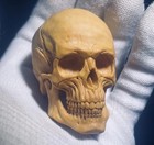 Boxwood Carved Skull Statue Hand Carving Wooden Art Sculpture Decor