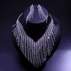 Wedding Bridal Party Jewelry Set Crystal Choker Rhinestone Necklace Earrings Set