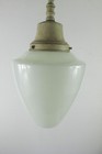 Vintage 1930 s Milk Glass Shade School House Ceiling Light Fixture 8  Dia 