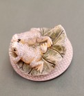 Adorable Vintage Ceramic Lily Pad  Frogs Button  High Detail  Shank  1 3 x1 4 