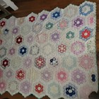 Antique 1930s Grandma s Flower Garden Handmade Quilt Scalloped Fair project 