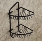 Bathroom  Oil Rubbed Bronze Dual Tier Shower Caddy Wire Basket Storage Shelves 