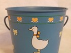 Vintage Russ Berrie Co Small Metal Pail Bucket Blue Goose Decor Collectible Gift