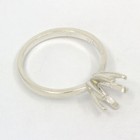 Sterling  4mm-10mm  Round Solitaire 6-prong Ring Mounting  ring Size 4-11 