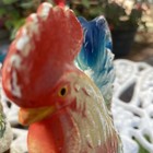 Vintage Pair Of Colorful Rooster Hens Chickens Japan