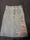 Vintage Disney Kids Long Jean Skirt Girls 4 5 Embroidered