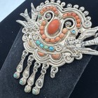 Rare Vintage Signed Matilde Poulat Matl 925 Mexico Turquois Doves Brooch 31gms