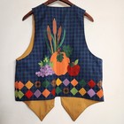 Vintage Handmade Patchwork Quilt Vest Folk Art Cottagecore Prairie Harvest L xl