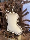 Vintage Handmade Ivory Candle Wicking Christmas Stocking Ornament Bowl Ornie