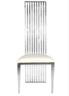 Silver Stainless Steel High Back Chair  Silver Frame  White Vinyl Seat-chivari