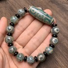 12mm Collect Tibetan Style Old Agate Three nine Eyes Dzi Bead 11pcs Bracelet