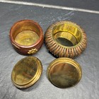 Antique Brass Mixed Metal Indian Trinket Pill Box Set Small Floral 2pc Boho