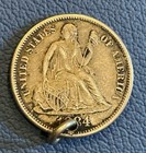 1884 Love Token On Seated Liberty Silver Dime Planchet Coin - Near Unc Obverse