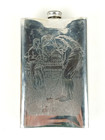 Rare Vintage Orvis Sheffield England Rose Pewter Golf Hip Flask 8oz Stamped Ooak