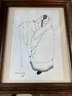 Framed Signed Valjean Hessing Native Women Fur Coat Drawing With Free Shipping