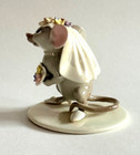Vtg Hagen Renaker Specialty Iridescent Gray Mouse Bride Figurine On Base