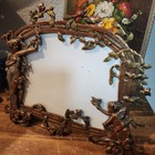Vintage antique Art Nouveau Bronze Frame With Cherub And Greek Goddess Floral