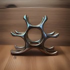 Michael Noll Style Cast Aluminum Wine Rack     6 Bottle Mid Century Modern Atomic