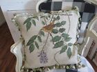 Aubusson Style Sweet Bird On Wysteria W Fringe Needlepoint Petit Point Pillow