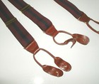 Men s Red   Blue Striped Suspenders With Leather Button Straps Very Handsome