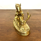 Vintage Brass Mother Squirrel   Babies Family Foraging Scene Statue Figurine