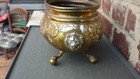 Antique Copper Xix Century  Jardiniere   Herbal Planter Brass With Lion