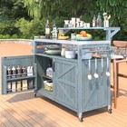 53 3  Outdoor Kitchen Island With Raised Shelf  Solid Wood Storage Cabinet