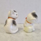 Vintage Cat Kitten Salt And Pepper Shakers Japan Gray White Red Orange Bow Corks