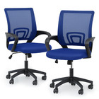 2 Pcs Fabric Blue Ergonomic Office Chair Executive Chair Computer Pc Desk Chair