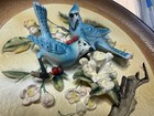 Vintage Napcoware Two Blue Jay Birds On Pottery Plate Hanger Japan Nice