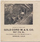 1901 Gold Cord Mining   Smelting Co  Envelope        Summit County Colorado