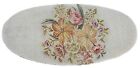 Antique French Louis Xv Large Oval Footstool Ottoman Floral Needlepoint 1910s