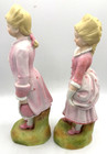 Set 2pc   Pair Antique French 19th Century Bisque Porcelain Boy   Girl Statues
