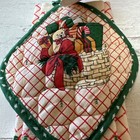 Vtg Franco Christmas Kitchen Linen 3 Piece Set Dish Towel  cloth  potholder