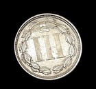 1865 - Three Cent Nickel Piece 3c Civil War Date Usa Coin  Au Condtion You Grade