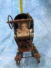 Vintage Wicker metal Baby Doll Buggy Stroller Victorian