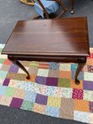Vintage Queen Anne Style Tea Table Walnut mahogany Unmarked Two Pull Out Trays 