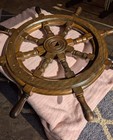 Authentic Vintage Wood Ship Wheel Nautical Boat Helm Beach House Wall Decor 26 
