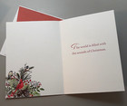 Vintage Greeting Card   Envelope Christmas Greetings Joy Birds Cardinal Holly
