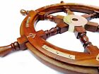 24 nautical Antique Wooden Ship Steering Wheel Brass Anchor Item Handmade Style